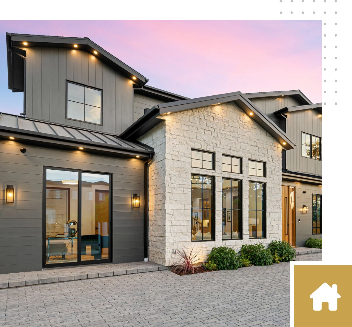 Stylish house with stone facade