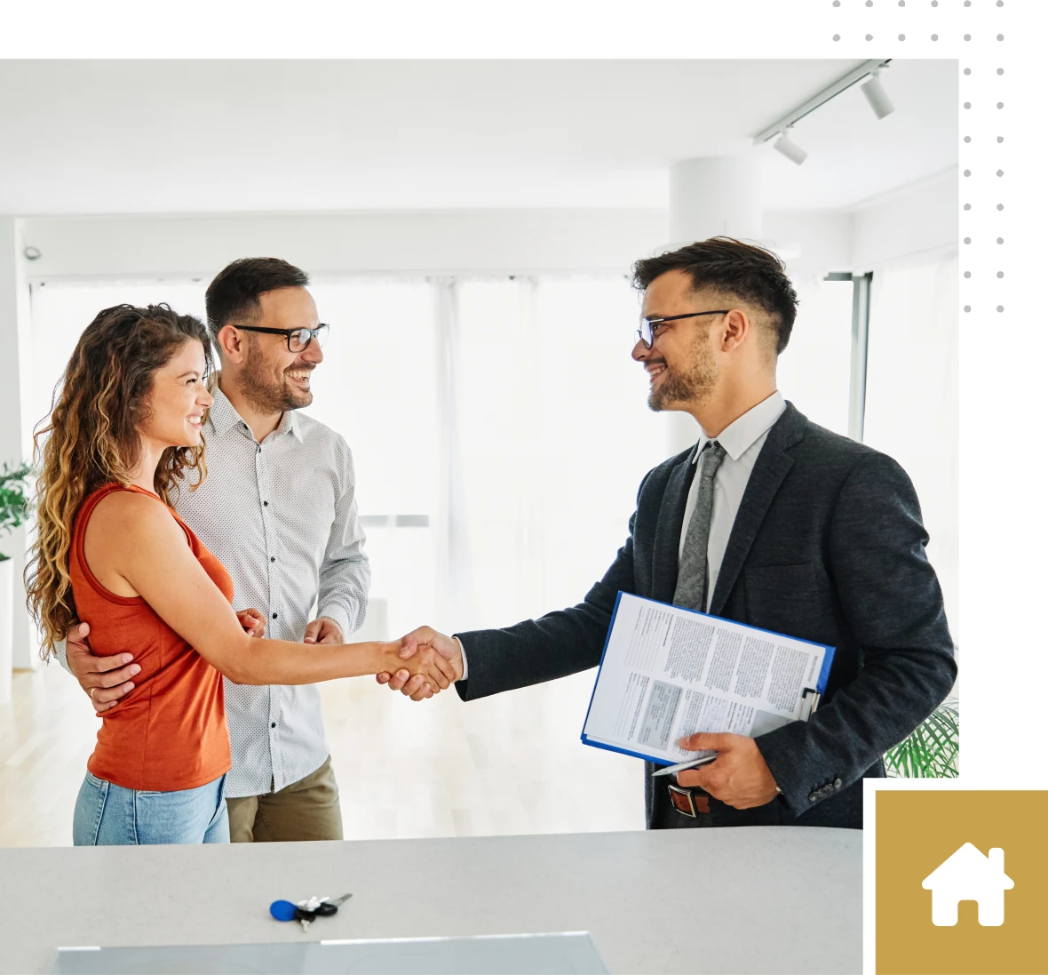 New homeowners finalizing property deal